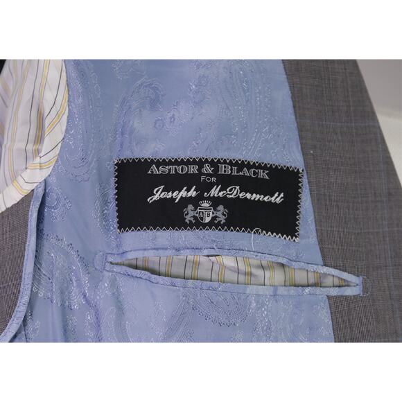 Astor & Black Custom Gray Plaid 2-Btn Wool Suit 42R - Picture 9 of 11